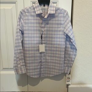 Calvin Klein Blue and White Dress Shirt Classic Style KIDS size 10